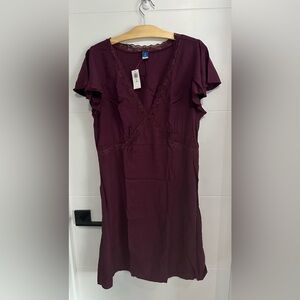 ✨NWT✨Old Navy Women’s Fit & Flare Crepe Lace-Trim Mini Dress - Size Large Tall